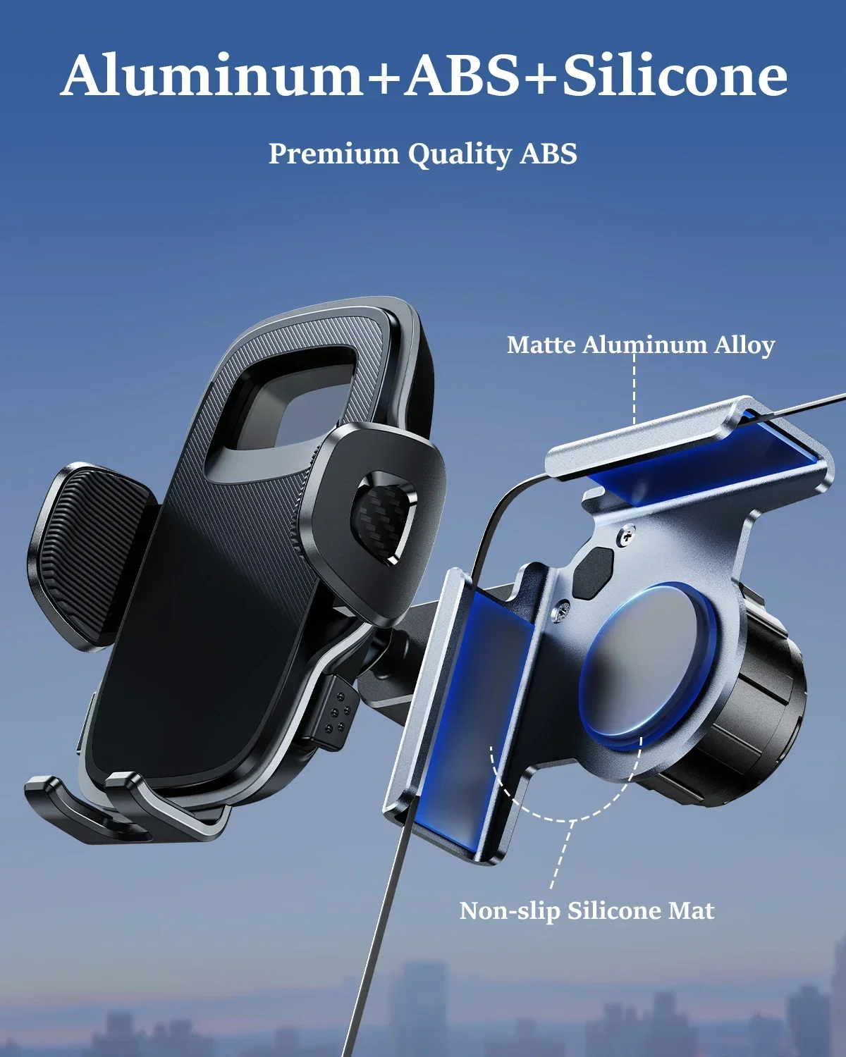 Eary Car Phone Holder Mount Display Screen Side 360°Rotating Adjustable Automobile CellPhones Shockproof Stand For iPhone 16 15