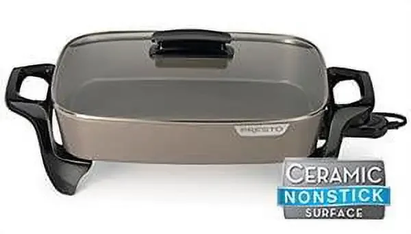 16-inch Ceramic Electric Skillet with glass cover 06856 Electric Pan .USA.NEW 2