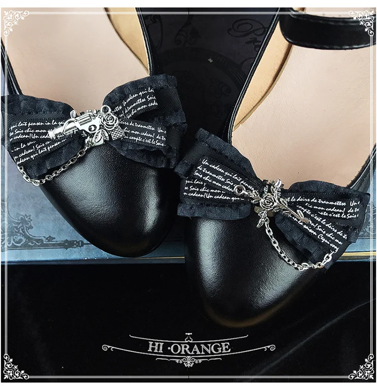 Shoe Clip for Women Gothic Style Handmade Lolita Black Bow Shoe Accessories All-match Shoe Buckle