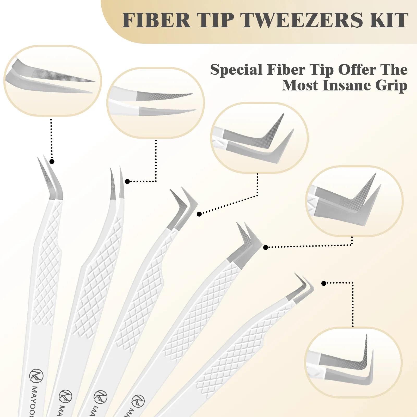 Eyelash Extensions Tweezers  With Fiber Tips Lash Artists High Precision Superhard Anti-Static Tweezer Makeup Tools Custom Logo 5