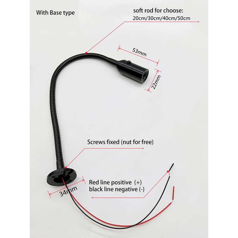 LED Work Light Universal 1W DC12V 24V LED CNC Machine Tool Light Flexible Gooseneck led Workshop Working Lamp Silver Black Industrial Spotlight