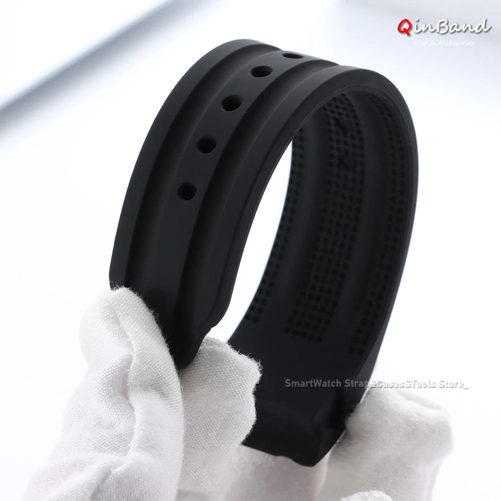 Curved End Silicone Waterproof Watch Strap - Soft & Thickened Bracelet