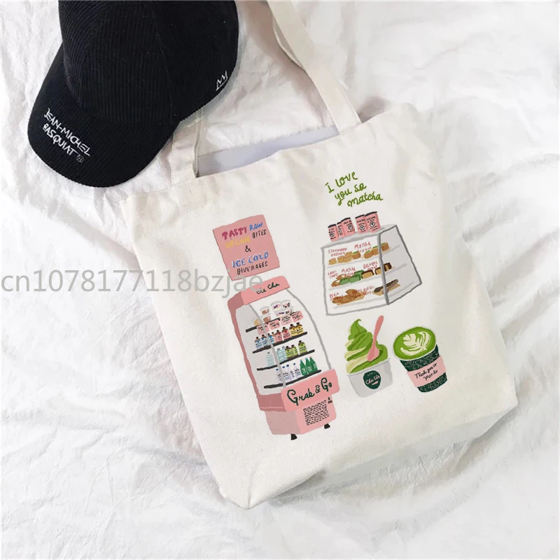 

Модная трендовая Новая женская Хлопковая сумка с принтом Kawaii Hallyu Harajuku, многоразовая сумка через плечо с принтом, Женская Холщовая Сумка.