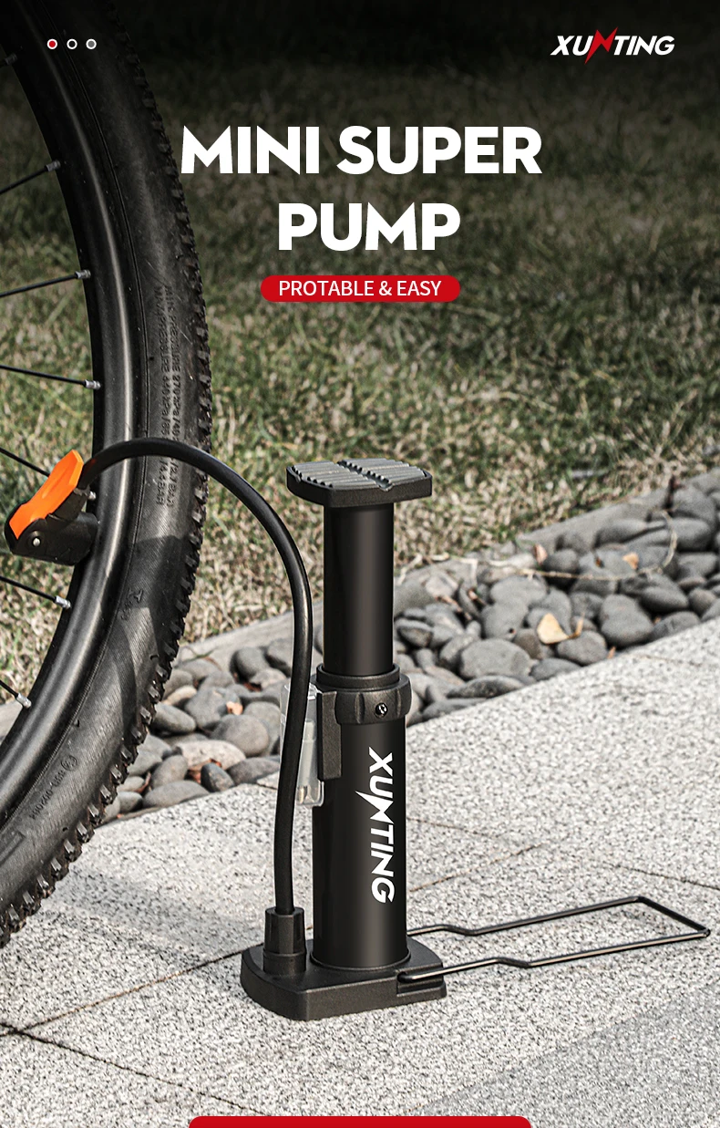 Xunting 140psi fahrrad hochdruck pumpe av fv tragbare luft infla tor fuß fahrrad mtb fahrrad pumpe fahrrad zubehör – Detail 1