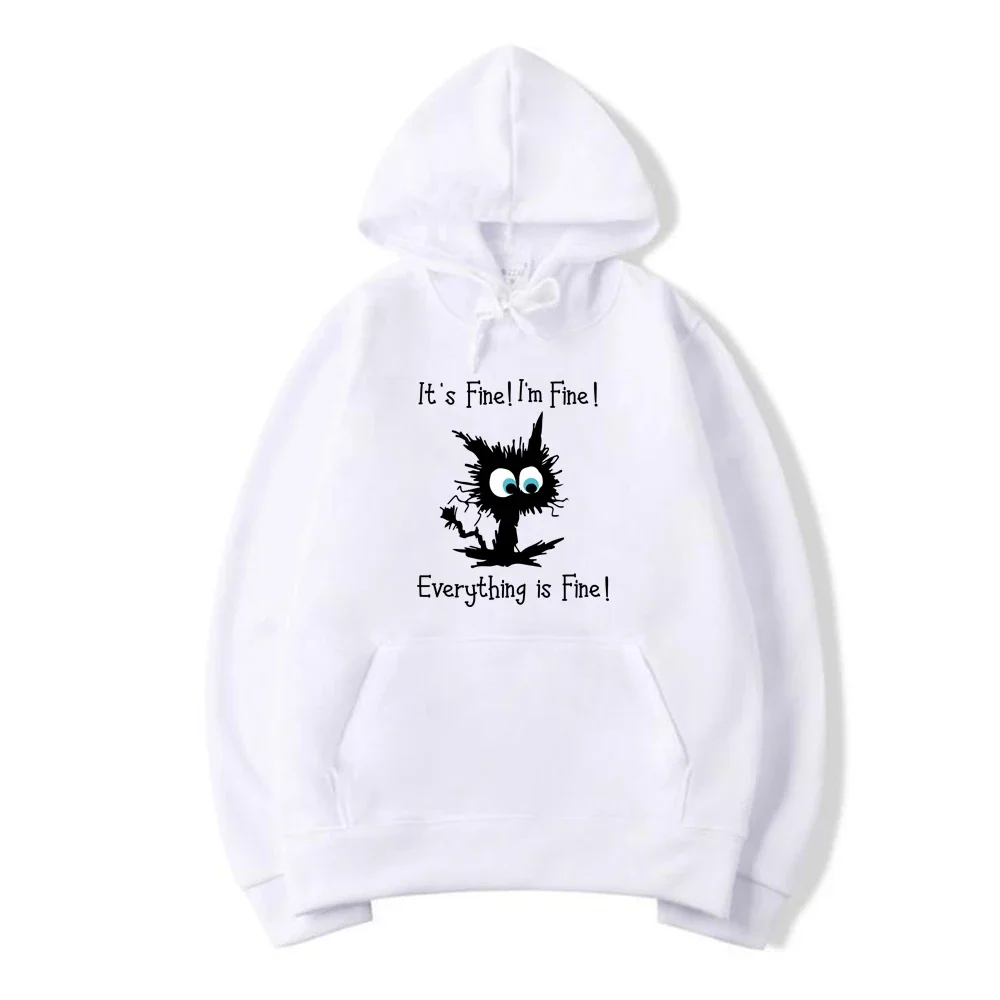 

Замечательная толстовка с надписью «I'm Fine», забавная кошачья толстовка с капюшоном, женские худи с графическим принтом, пуловеры с длинным рукавом