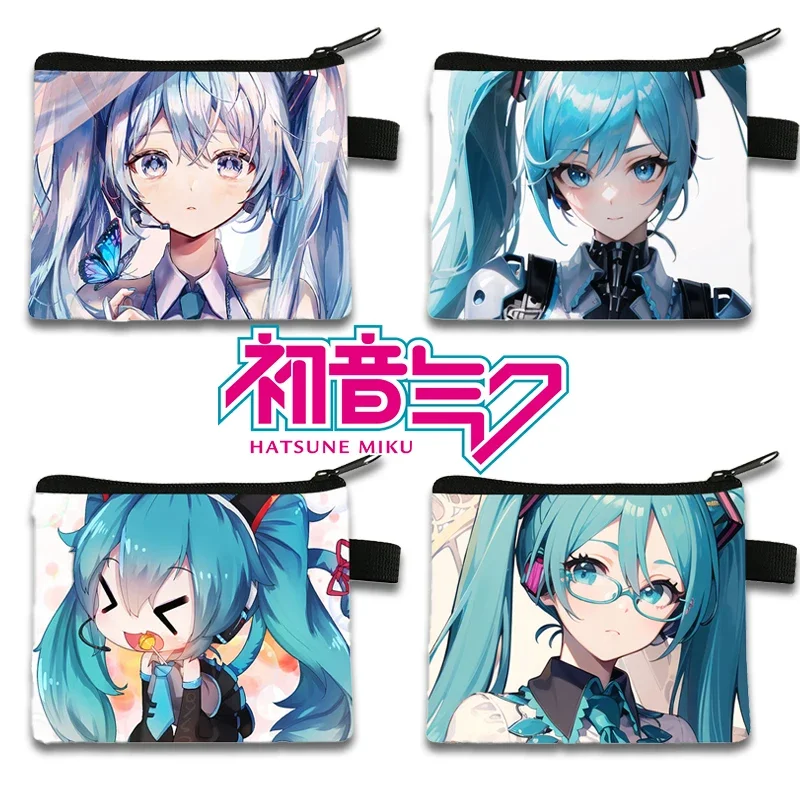 Kawaii Hatsune Miku Mini Purse Cute Wallet Anime Figure Virtual Singer Girls Coin Purse Prints Card Storage Portable Travel Gift