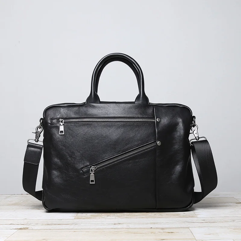 

Men's Leather Handbag High-End Light Luxury Men's Business Laptop Official Document Bag Top Layer Cowhide Briefcase
