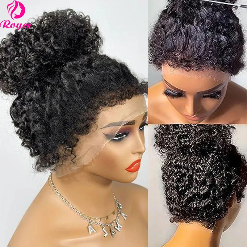 180 Density 30 Inch Human Hair 360 Kinky Curly 4C Edges Lace Front Wig Pre plucked Human Hair Wigs For Women Remy Wigs