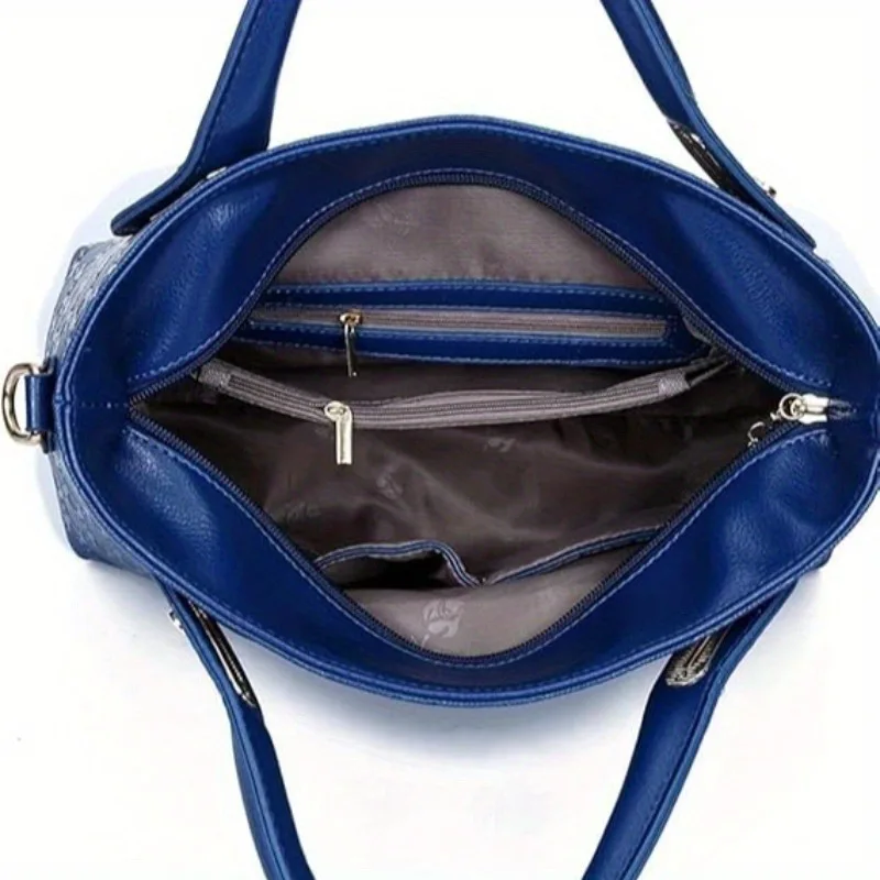 Set di 4 Borse da Donna alla Moda con Stampa in Rilievo, Borsa a Tracolla in PU, Portafoglio e Borsetta con Ciondolo a Forma di Orso, Borse per Uso Quotidiano - immagine 5