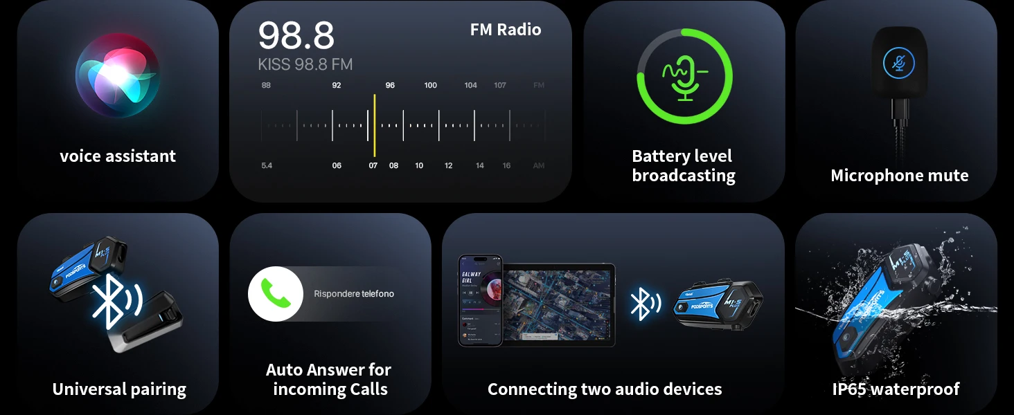 Fodsports M1-s Plus Motorcycle Bluetooth Intercom Helmet Headset_voghion.com