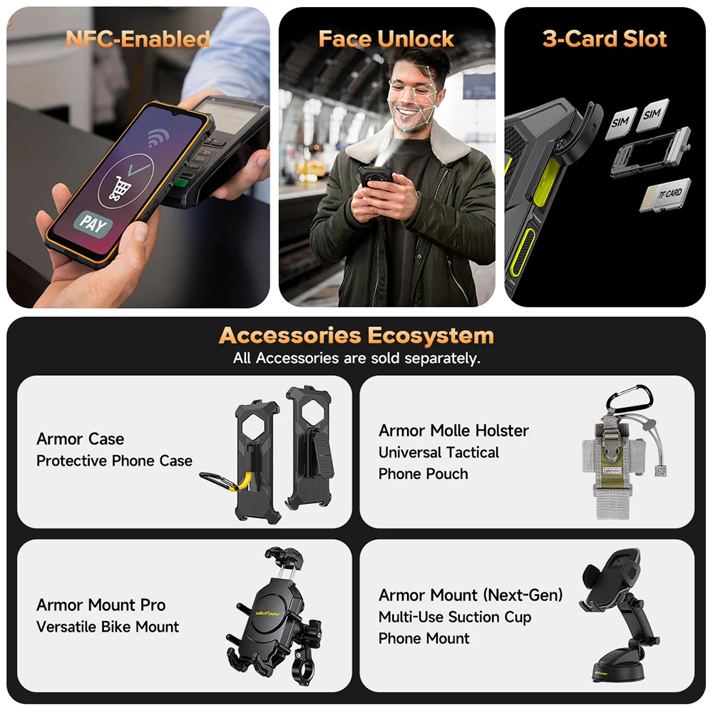 【World Premiere】Ulefone RugKing 3 Pro Rugged Phone 6.56" 120Hz 5700mAh  Android 15 Up to 16GB RAM，128GB ROM  NFC 4G  Global