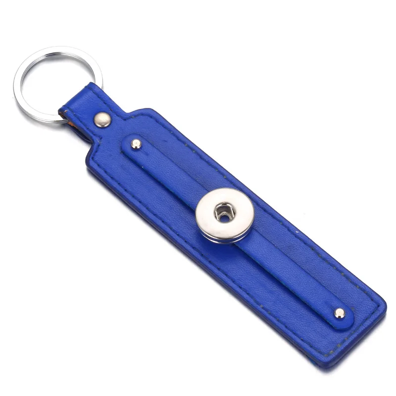 12pcs Snap Key Chain For Keyring Women Men PU Leather Keychain Bag Pendant Fit 18/20mm Button Snap Jewelry