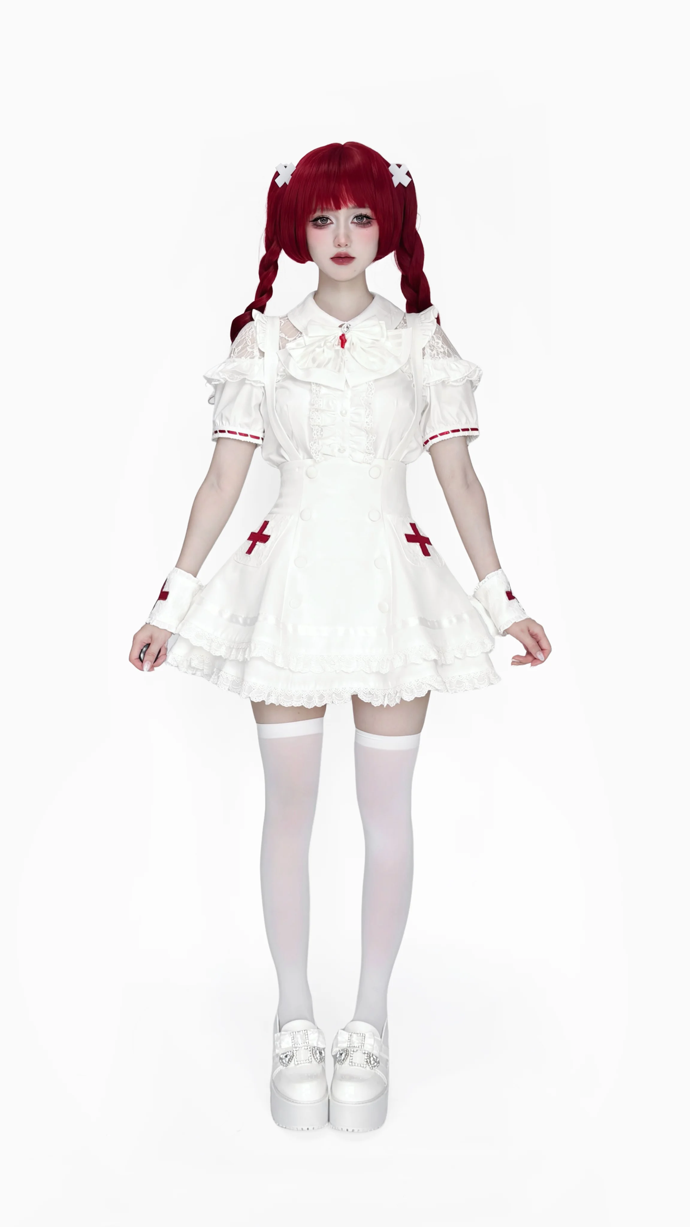 Women's White Gothic Lolita Two-Piece Set