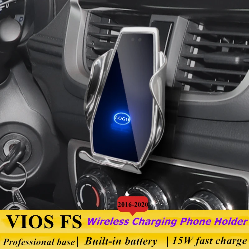 

Автомобильный держатель для телефона Toyota VIOS FS 2016-2020, 15 Вт, Qi Беспроводное зарядное устройство для iPhone 11, 12 Pro, Xiaomi, Samsung, Huawei