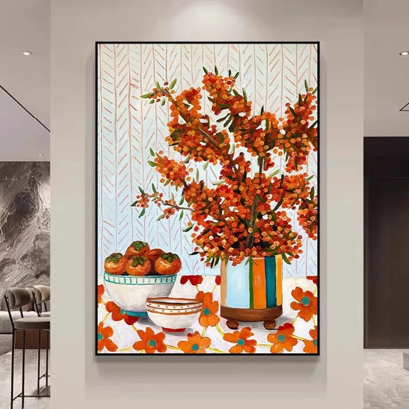 

OuzerQing 100% Hand Painted Oil Painting On Canvas Modern Abstract Flower Wall Art Living Room Picture Home Decoration Unframed