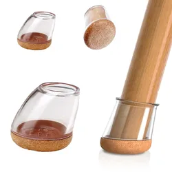 8 Pack Angled Chair Leg Protectors with Felt Bottom - Silicone Furniture Feet Pads to Safeguard Hardwood Floors (Diameter 14 - 19mm)