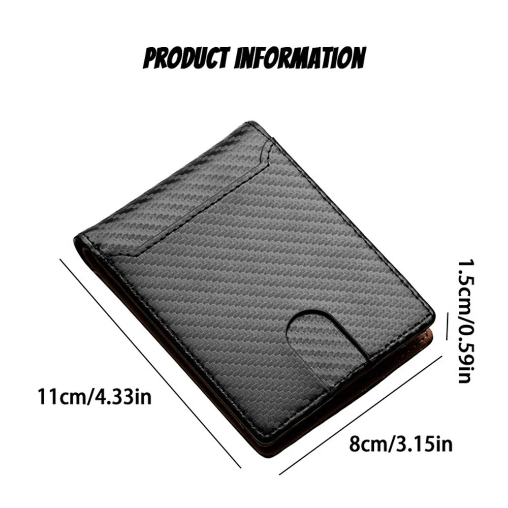 1Pcs Men's Carbon Fiber Pattern Bi-Fold Wallet with Transparent Id Window Multi-Card Slot Business Wallet