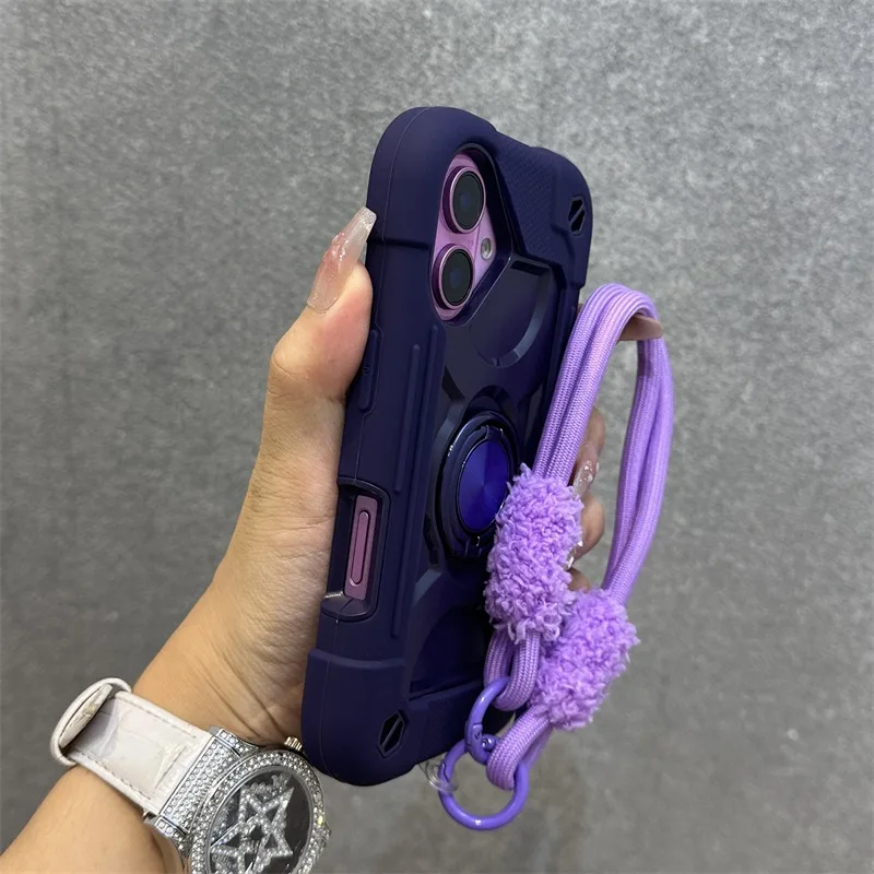 Versatile Ring Holder Heavy Duty Shockproof Case with Lanyard Chain Cover