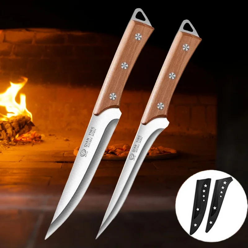 Professional Stainless Steel Fillet Knife - Forged Meat Cleaver with Wooden Handle