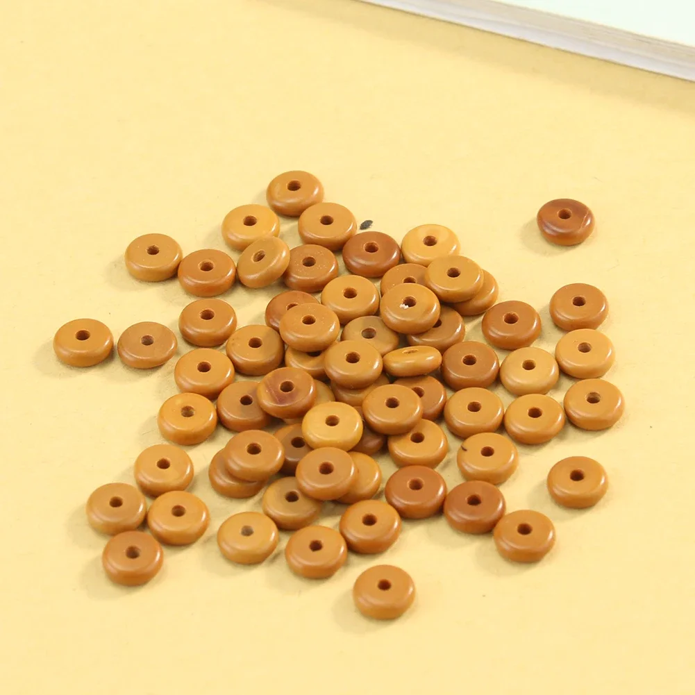 

20pcs Natural Olive Wood Beads 6mm Loose Spaced Flat Round Beads for Jewelry Making DIY Necklace Earrings Bracelet Accessories