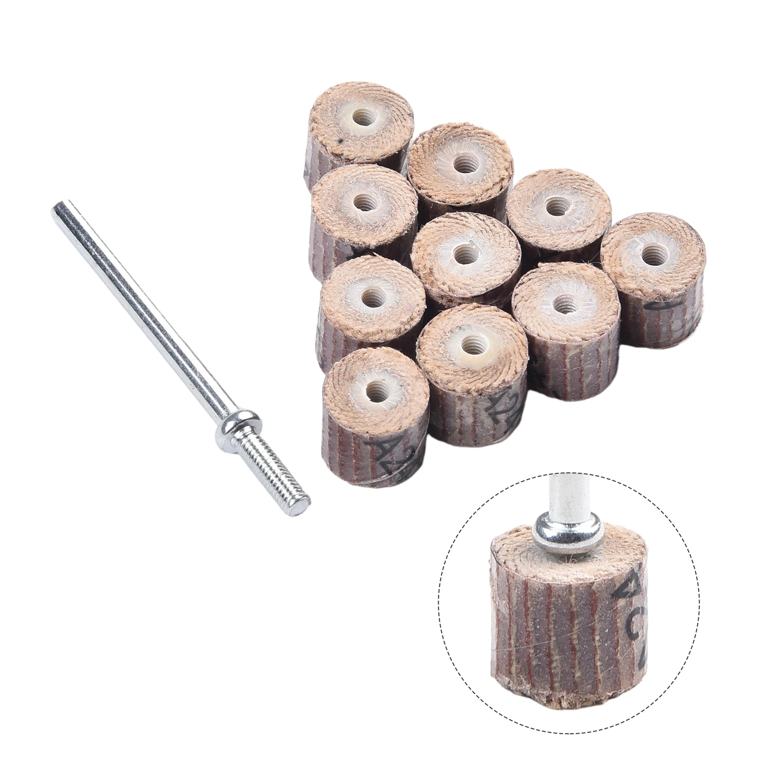 

10PCS 10mm Non-woven Nylon Abrasive Flap Wheel Brush Wire Drawing Polishing Burnishing Drum Wheel For Stainless Steel