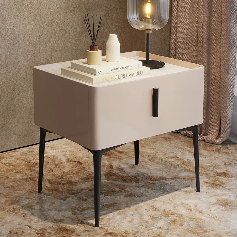 Bedside table modern light luxury style solid wood Italian simple storage ultra-narrow bedside cabinet smart storage bedroom