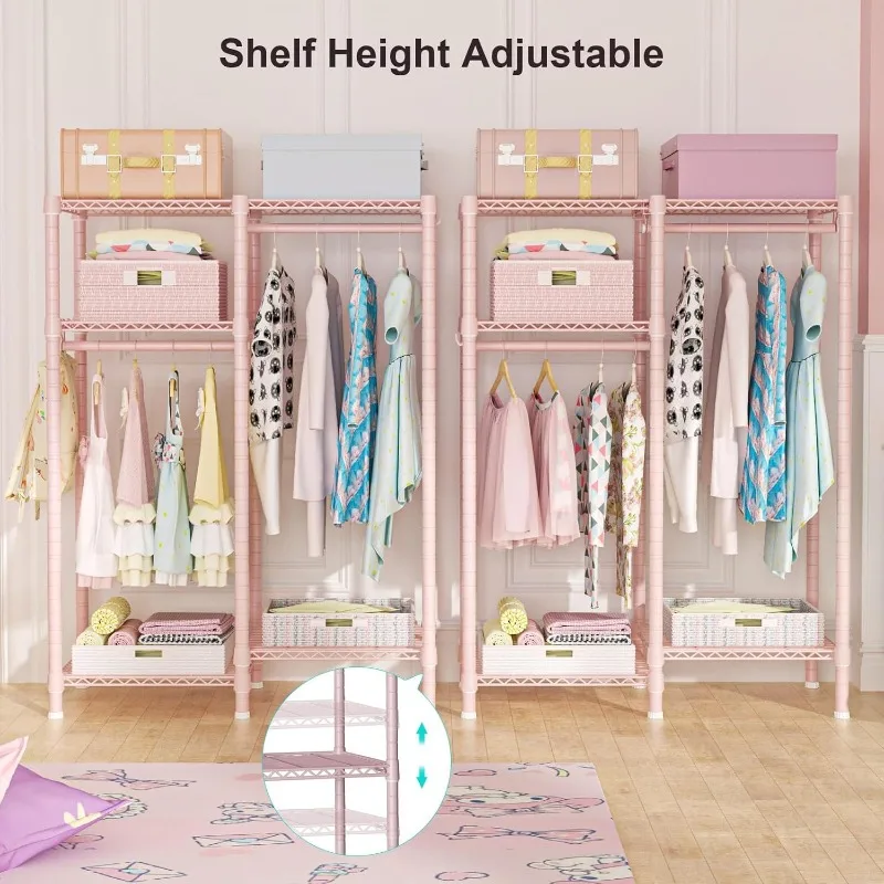 Clothes Rack for Kids, Baby, Students, and Children's Room, 4 Tiers Portable Metal Closet Clothing Rack, Small Garment Rack 5
