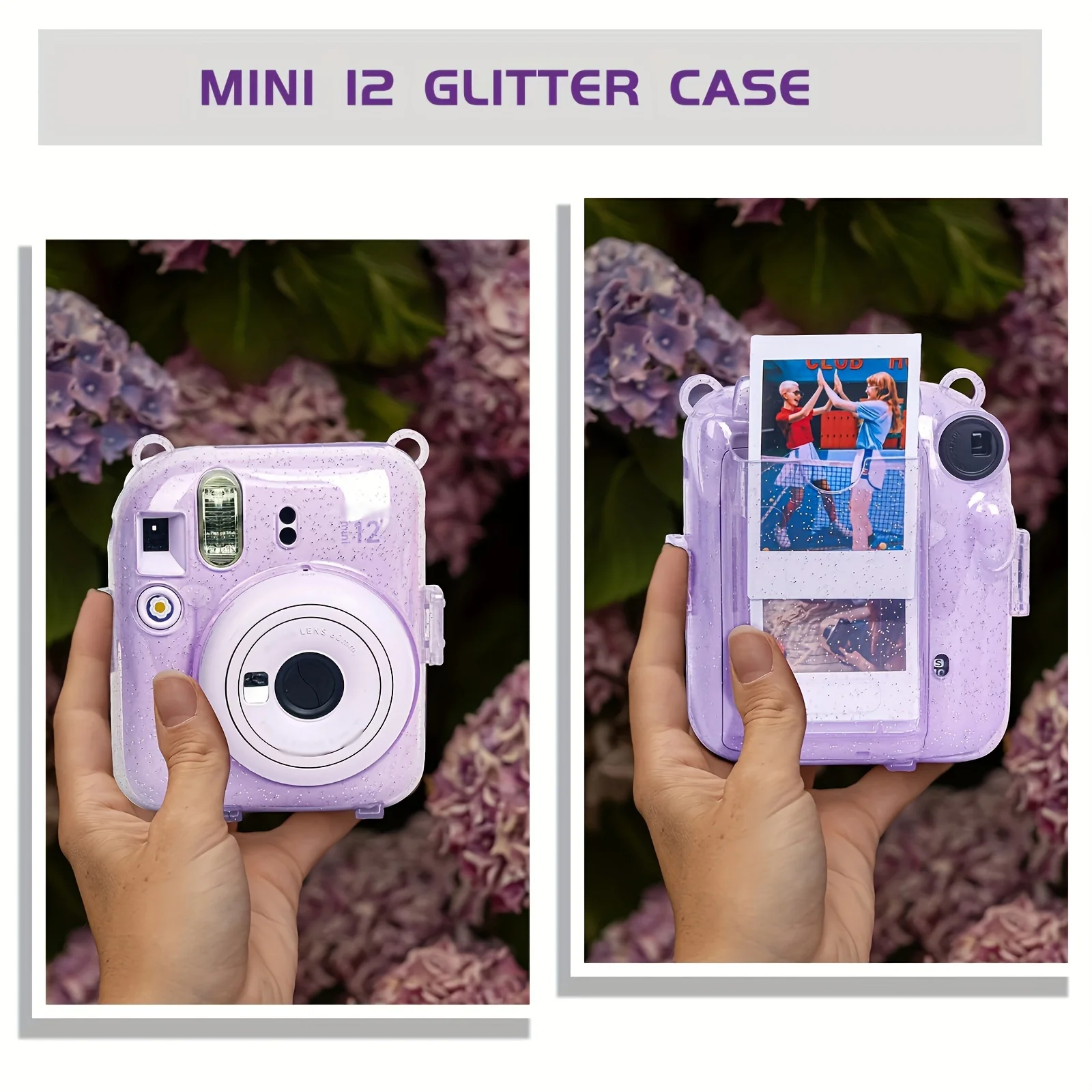 8-Piece Camera Case Set for instax Mini 12 with Upgraded Photo Storage Bag DIY Stickers Mini Photo Frame Hard PC-No Camera