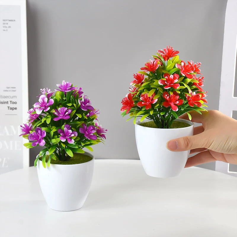 Artificial Potted Bonsai with Flowers – Decorative Tabletop Accent for Home, Wedding, Hotel, and Office Decor