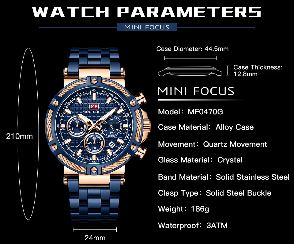 MINI FOCUS Quarzuhr für Herren, wasserdicht_voghion.com