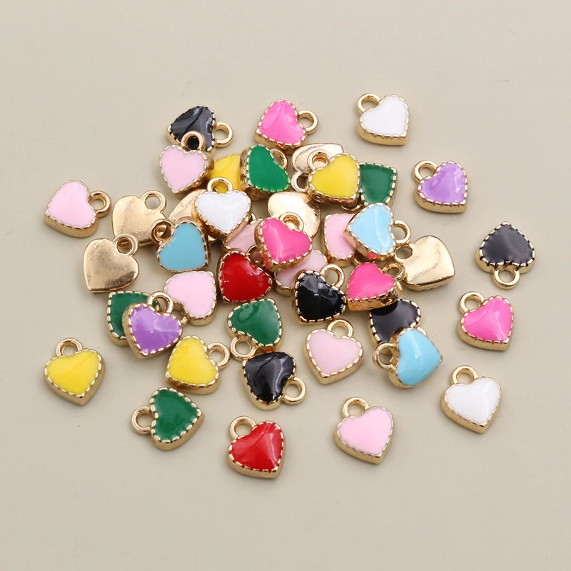 50pcs Colorful Heart Charms