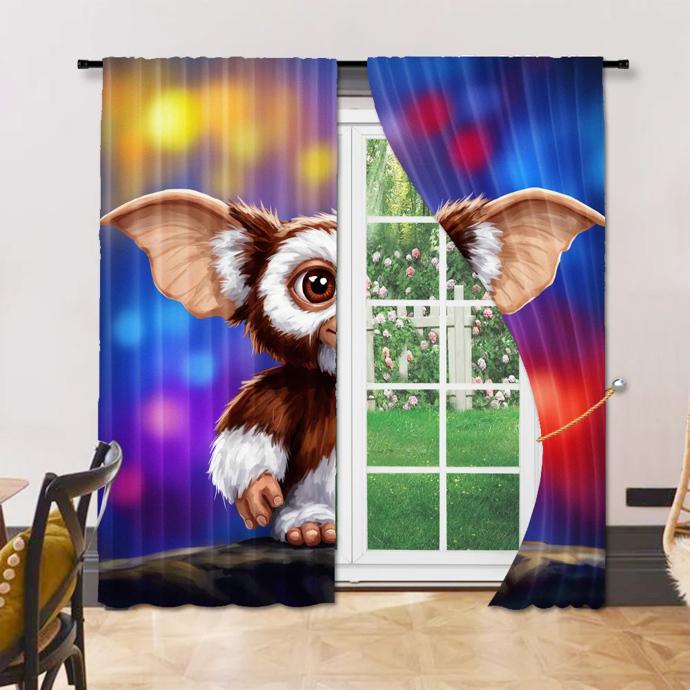 2pc, Party Window Curtains Cute animal prints Durable Polyester,Without Electricity Birthday Party Applies to translucent 6