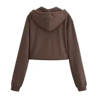 Women's Hooded Zip Up Cropped Jacket and Drawstring Flared Pants Set Cozy and Stylish for Daily and Sporty Looks - Image 3