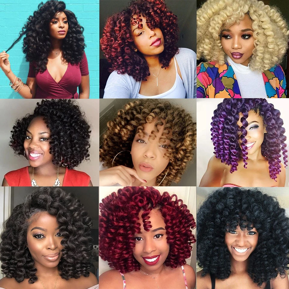 Ombre Jumpy Wand Curl Crochet Hair T 27 30 350 613 Purple Grey 14 Colors 20 Roots Jamaican Twist Synthetic Braid Hair For Women 6