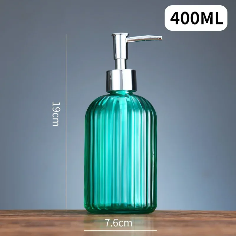 400ml Vertical Stripe Refillable Glass Pump Bottle