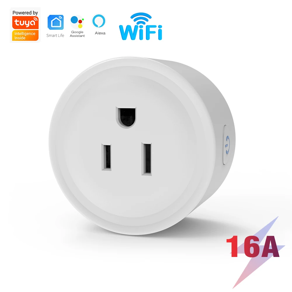 Розумна розетка Tuya WiFi Smart Plug US 16A з монітором споживання енергії, дистанційне голосове керування через додаток Smart Life, Alexa, Google Home, розетка з таймером, 1 шт.