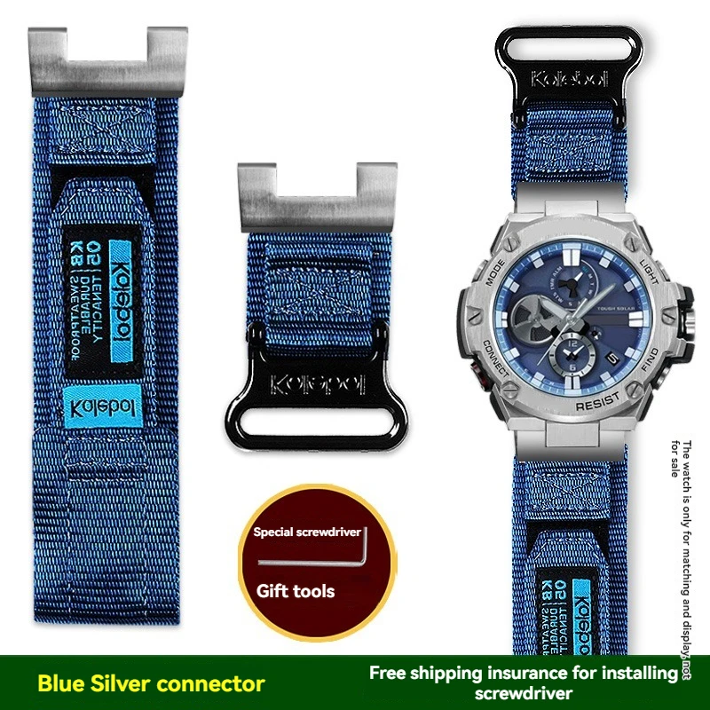 Nylon Canvas Watch Band for Casio 5513 G-SHOCK GST-B100 S110 S120