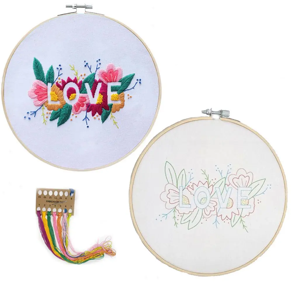 

1Set LOVE Letter Embroidery Hand Embroidery Starter Kits DIY Cross Stitch Round Hoop Art Crafts Love Needlework Handmade Kits