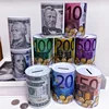 Money Box Home Decoration Money Boxes Creative Tinplate Cylinder Piggy Bank Euro Dollar Picture Box Household Saving 2