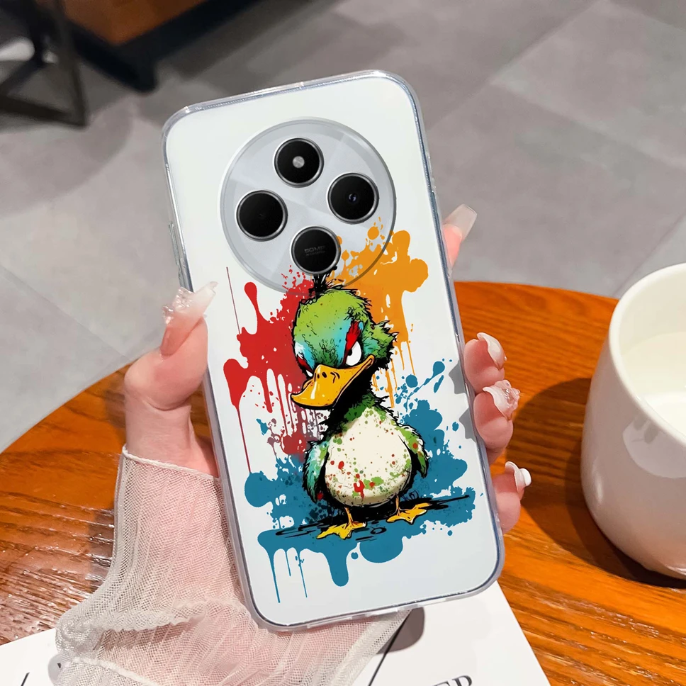 Cute Healing Pattern Clear Soft TPU Silicone Shockproof Phone Case