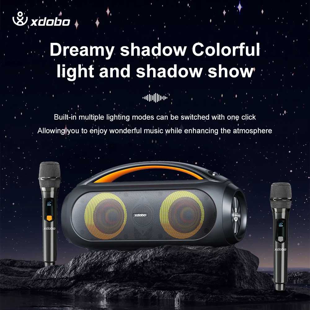 XDOBO VIBE PLUS Karaoke 80W Portable Bluetooth Speaker TWS Wireless Subwoofer RGB Light Support FM Radio Power Bank Function 5