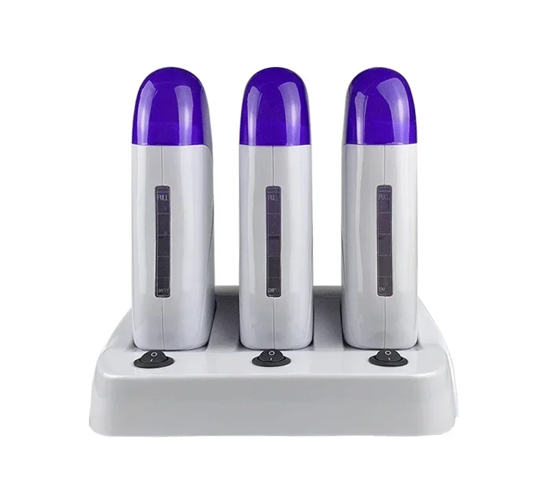 3pcs in 1 Depilatory Roll On Wax Heater Warmer with Base Refillable Wax Cartridge Hair Removal Wax-melt Machine Skin Care Tool 3
