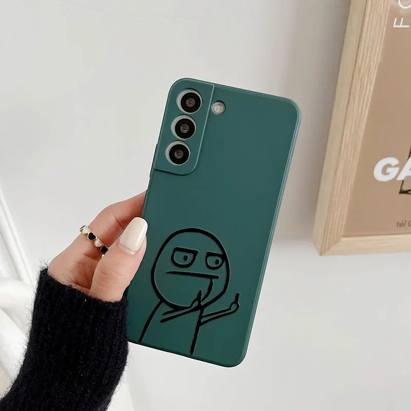 thumbnail image 1 of Funny Middle Finger Cute Man Liquid Silicon Case For Samsung Galaxy S24 S23 S22 Ultra S21 S20 FE S10 S24 Plus Luxury Phone Cover, 1 of 5