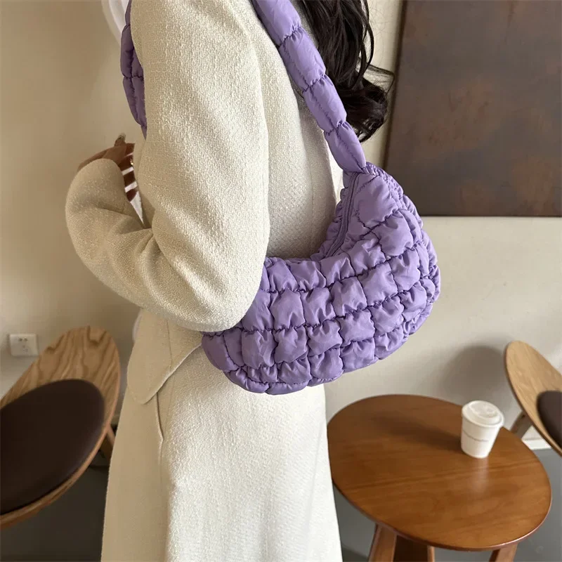 Borse a tracolla pieghettate trapuntate per donna Borsa imbottita Borse in nylon Borsa a secchiello Cloud Bubbles Hobo Puffer Borsa tote in nylon bolsas