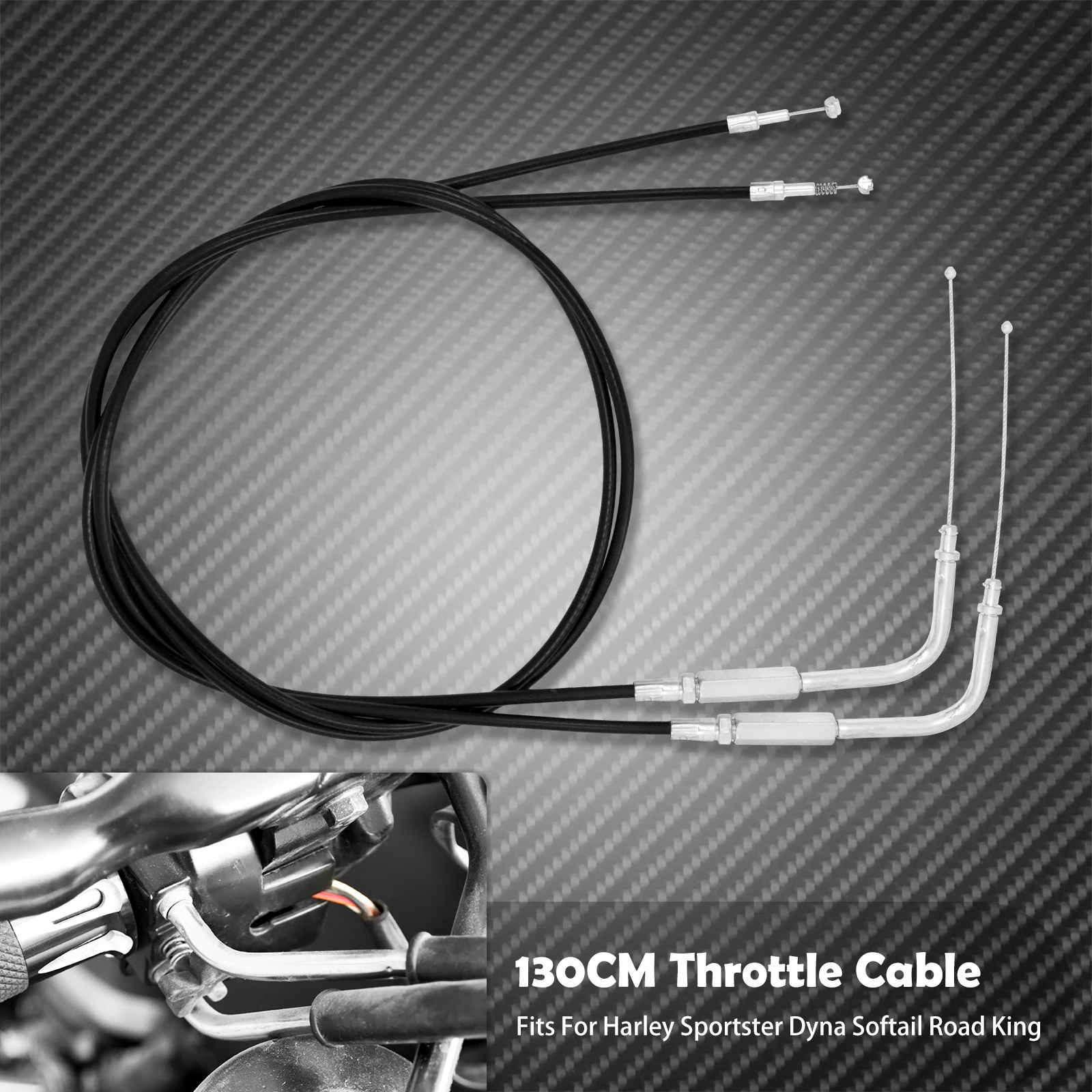 BFY 130 CM Throttle Cable Wire For Harley Davidson Sportster XL1200 883 Dyna Road King Electra Glide Handlebar - View #3