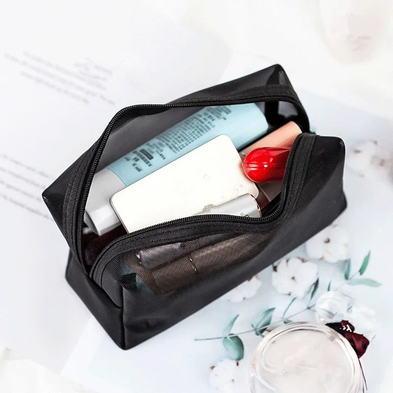 Clear Black Makeup Bag Travel Neceser Toiletry Cosmetic Organizer Bag Pouch Set Women Mesh Small Large Transparent Make Up