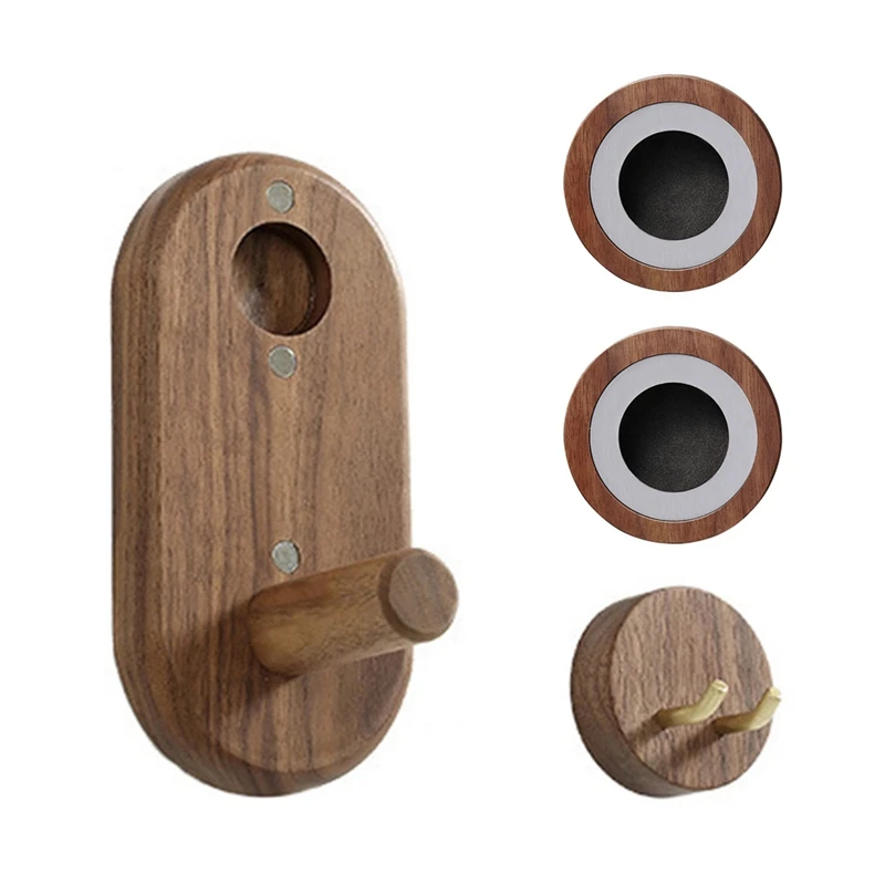 

Walnut Wood Wall Mount Organizer Hair Dryer Holder Durable Easy Install Rustic Home Bathroom Storage Magnetic For Dyson