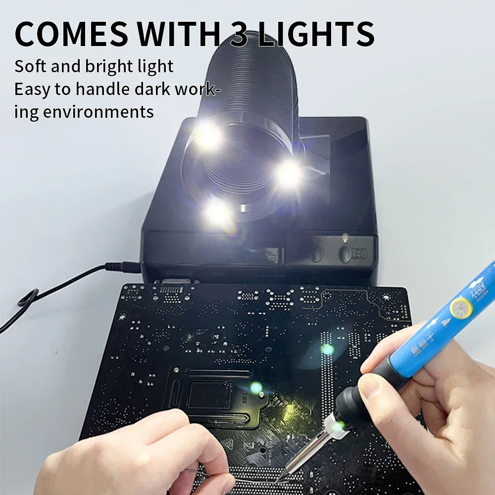 LUXIANZI Fume Extractor Smoking Instrument With LED Light 220v Activated Carbon filter Sponge Solder iron Smoke Absorber 2
