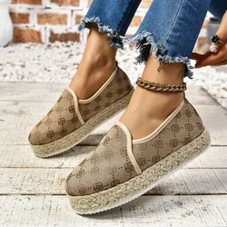 Woven Solid Color Spring Flat Shoes Round Toe Women's Shoes Special Price 2024 Fashion Slip-on Low Heel Flat Shoes