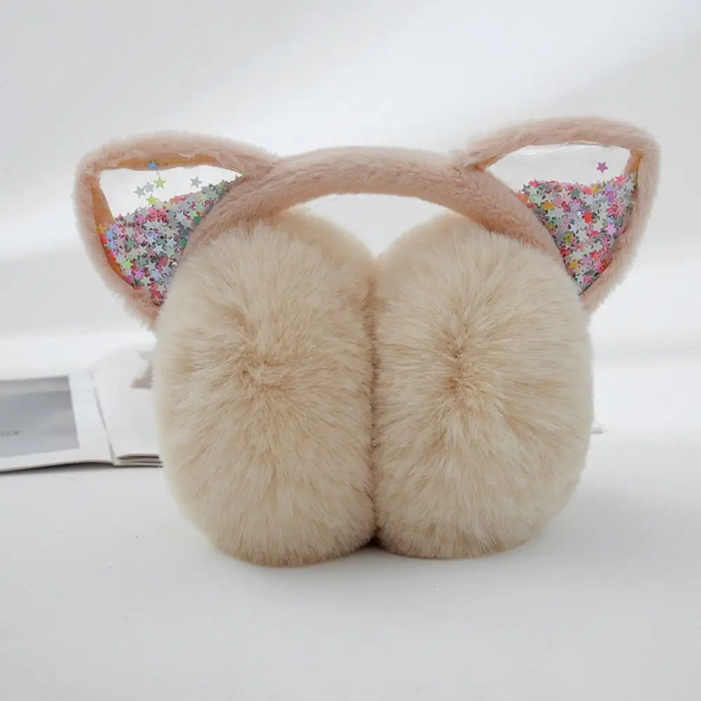 Cat Ears Animal Earmuffs Winter Soft & Warm Foldable Ear Covers Furry Fleece Ear Warmers for Women Girls